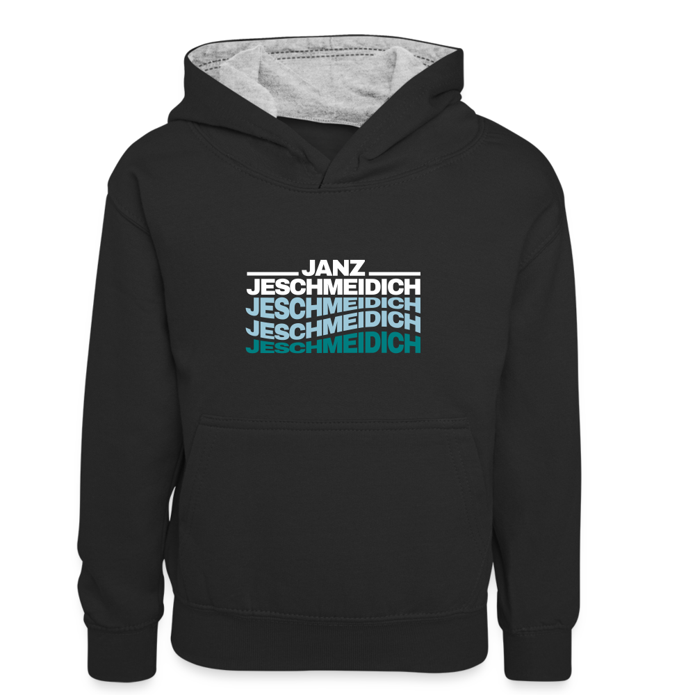 Janz Jeschmeidich - Kinder Kontrast-Hoodie - Schwarz/Grau meliert