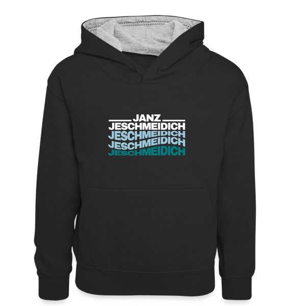 Janz Jeschmeidich - Kinder Kontrast-Hoodie - Schwarz/Grau meliert