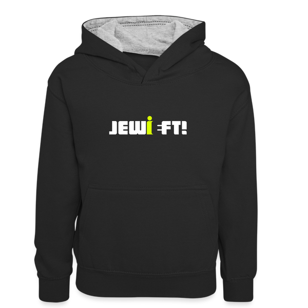 Jewieft! - Kinder Kontrast-Hoodie - Schwarz/Grau meliert