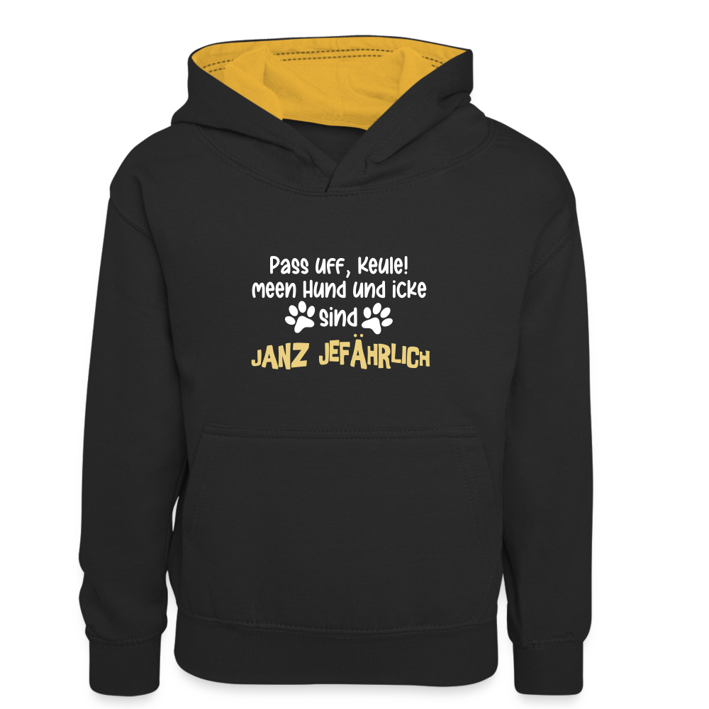 Janz Jefährlich - Kinder Kontrast-Hoodie - Schwarz/Gold