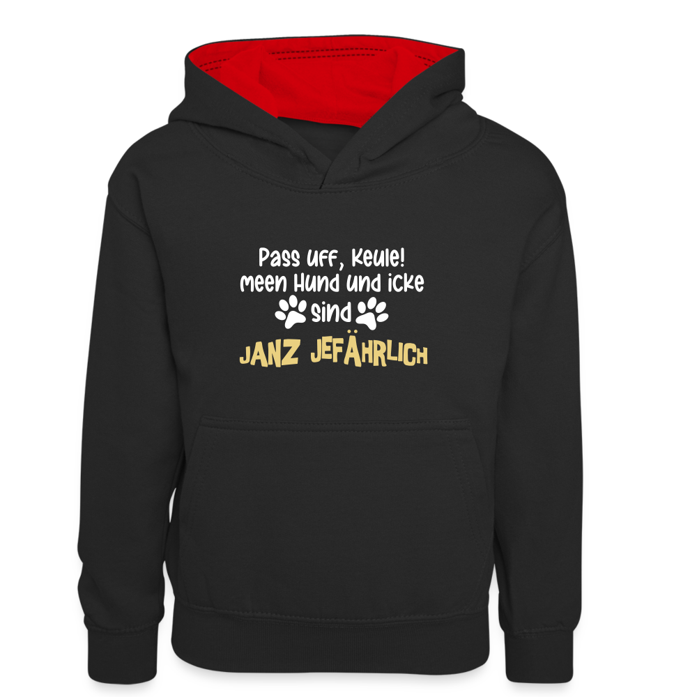 Janz Jefährlich - Teenager Kontrast-Hoodie - Schwarz/Rot