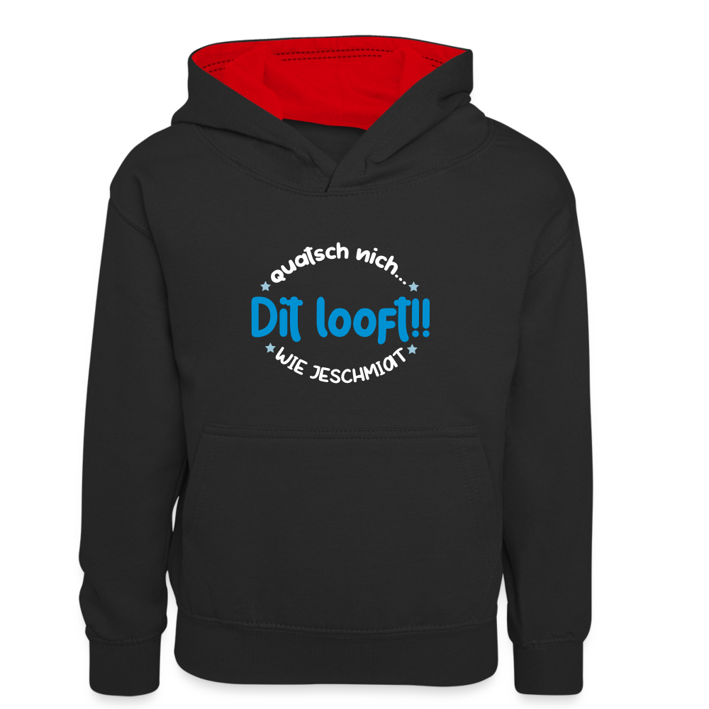 Dit Looft! - Kinder Kontrast-Hoodie - Schwarz/Rot