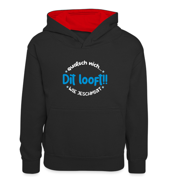 Dit Looft! - Kinder Kontrast-Hoodie - Schwarz/Rot