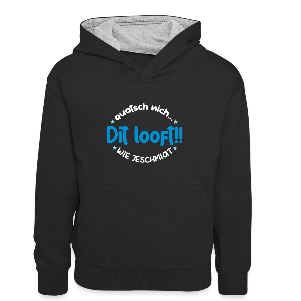Dit Looft! - Kinder Kontrast-Hoodie - Schwarz/Grau meliert