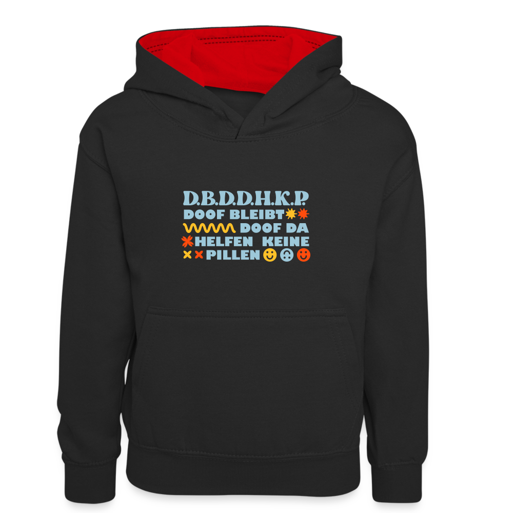 d.b.d.d.h.k.P - Kinder Kontrast-Hoodie - Schwarz/Rot