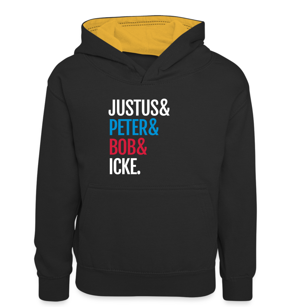 Justus & Peter & Bob & Icke - Kinder Kontrast-Hoodie - Schwarz/Gold