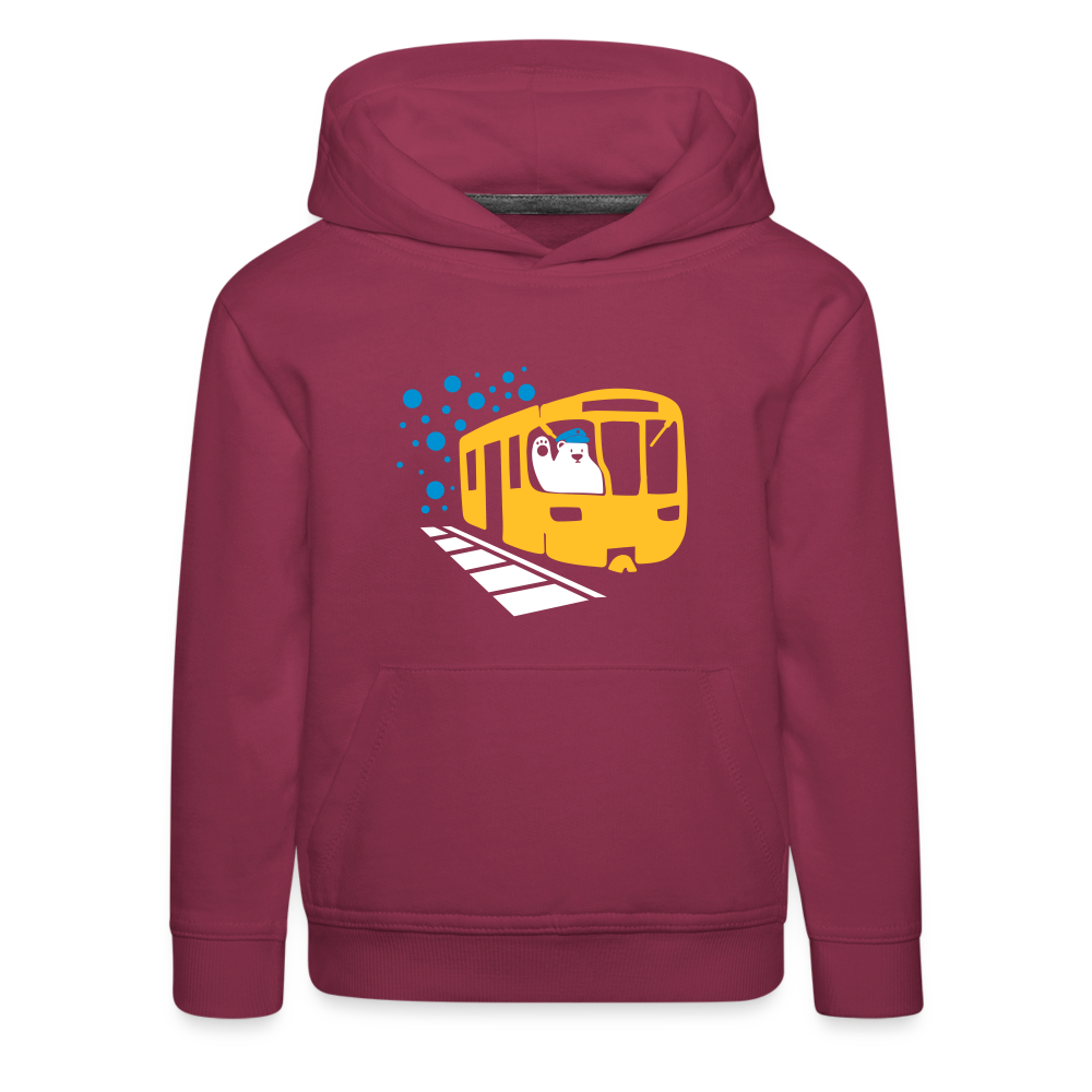 Bär in U-Bahn Kommt - Kinder Premium Hoodie - Bordeaux