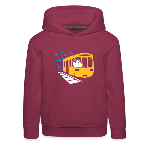 Bär in U-Bahn Kommt - Kinder Premium Hoodie - Bordeaux
