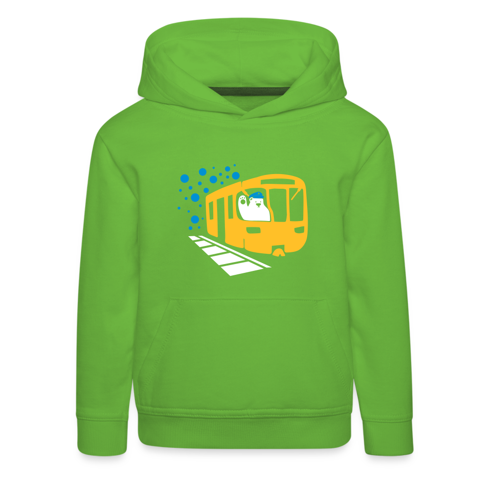 Bär in U-Bahn Kommt - Kinder Premium Hoodie - Hellgrün