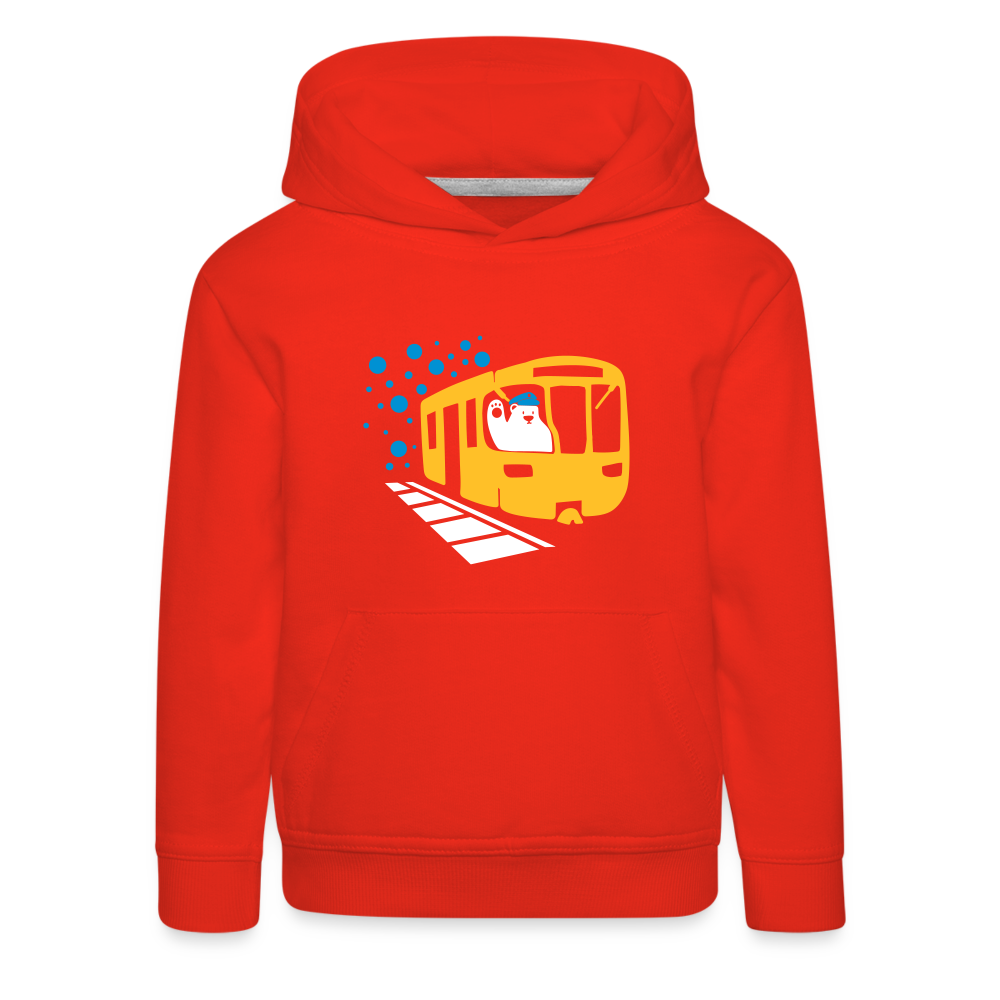 Bär in U-Bahn Kommt - Kinder Premium Hoodie - Rot