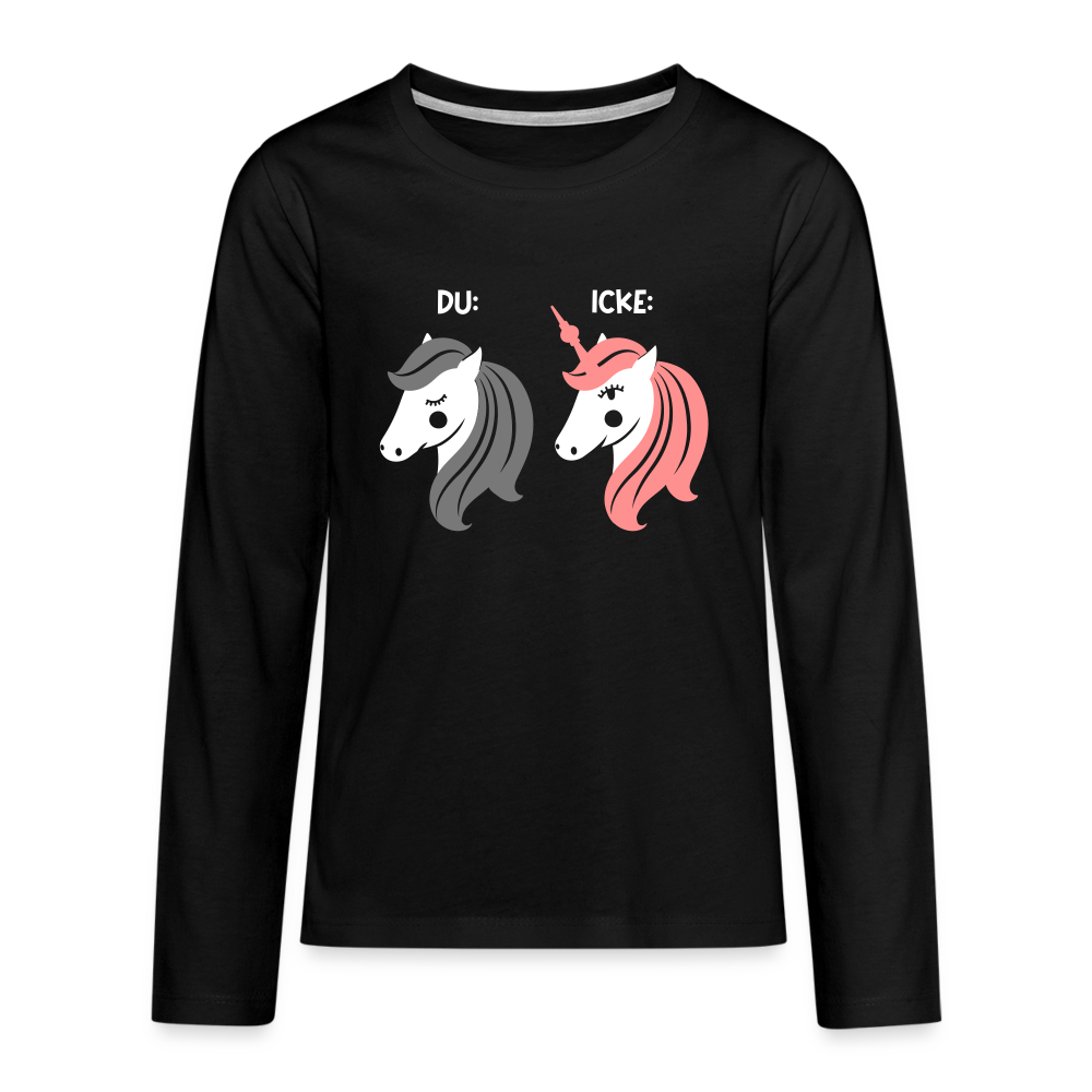 Berliner Einhorn - Teenager Langarmshirt - Schwarz