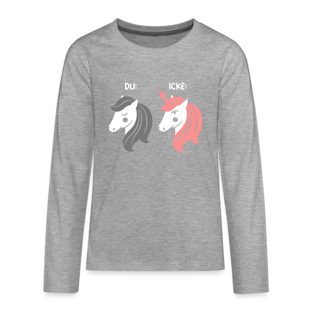 Berliner Einhorn - Teenager Langarmshirt - Grau meliert