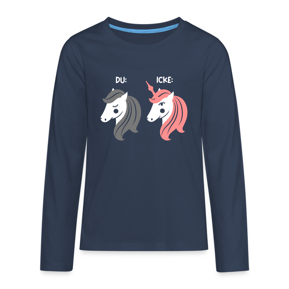 Berliner Einhorn - Teenager Langarmshirt - Navy