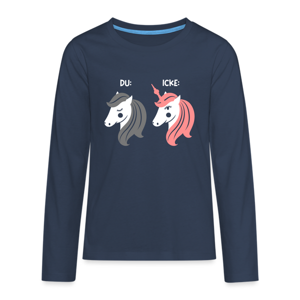 Berliner Einhorn - Teenager Langarmshirt - Navy