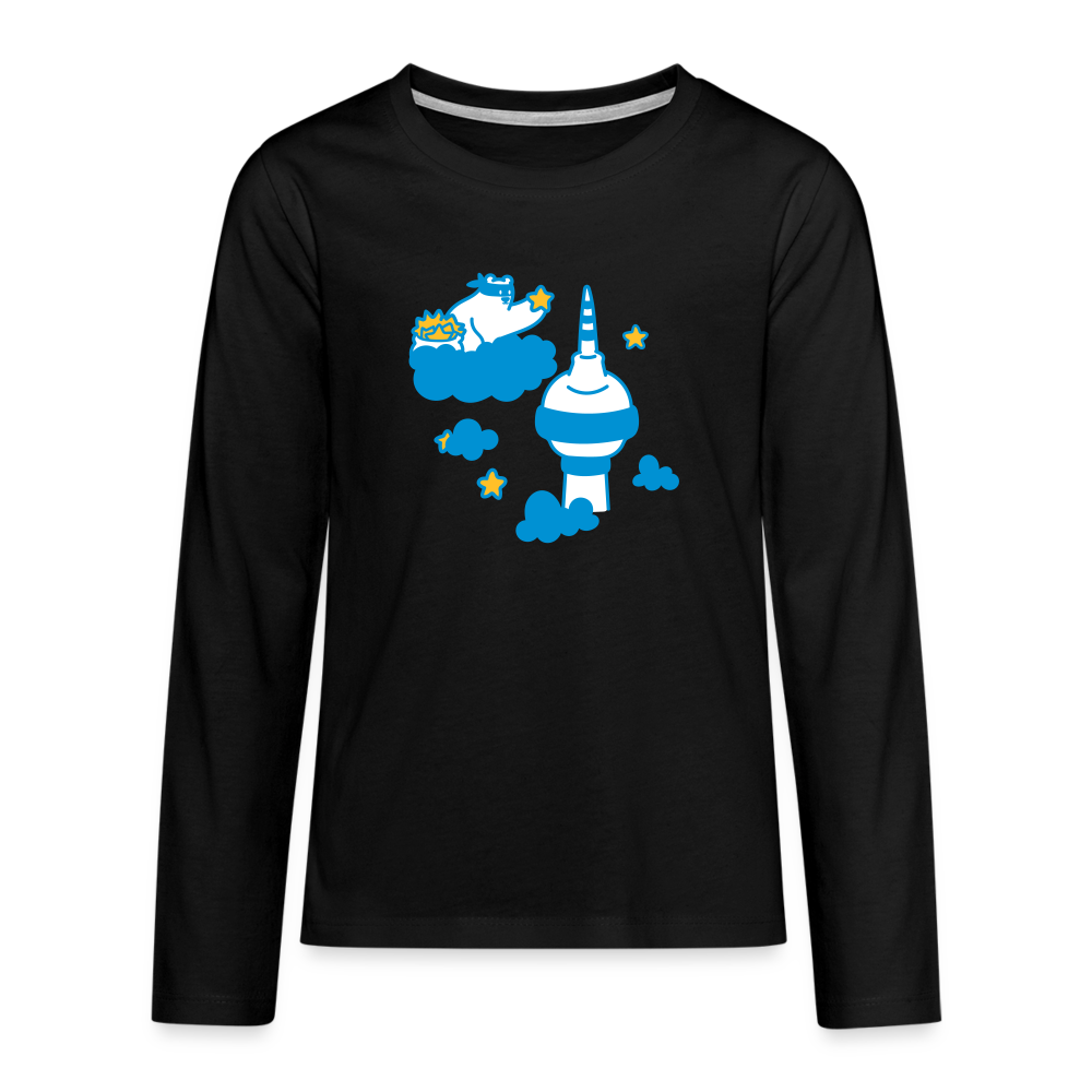Berliner Bär bei Nacht - Teenager Langarmshirt - Schwarz
