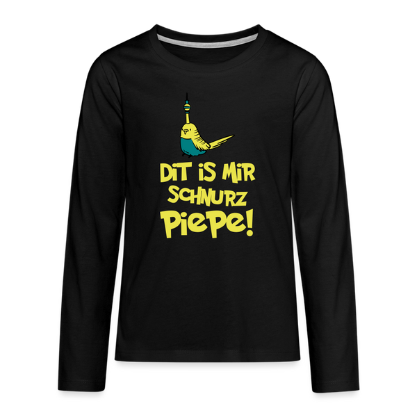 Schnurz Piepe mit Piep - Teenager Langarmshirt - Schwarz