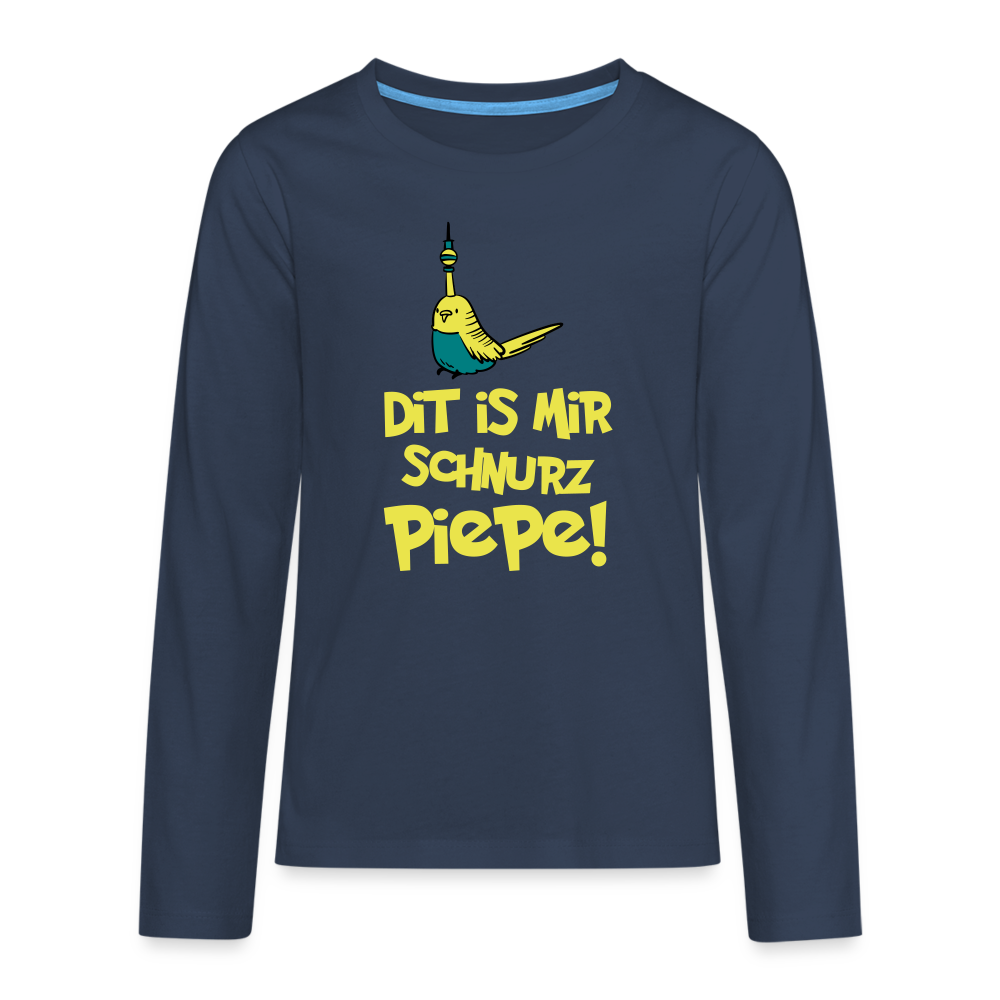 Schnurz Piepe mit Piep - Teenager Langarmshirt - Navy
