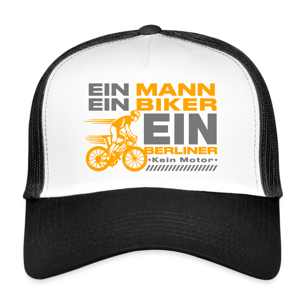 Ein Mann, Ein Biker, Ein Berliner - Trucker Cap - Weiß/Schwarz