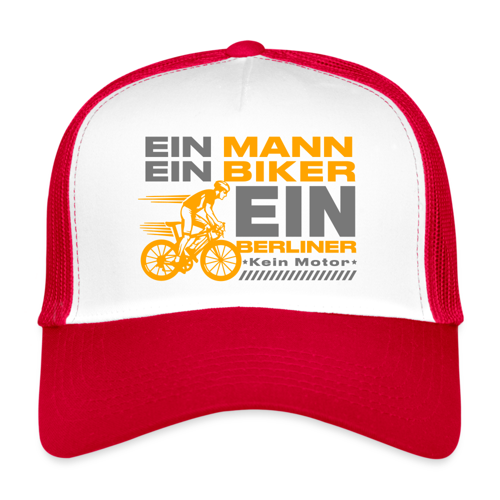 Ein Mann, Ein Biker, Ein Berliner - Trucker Cap - Weiß/Rot