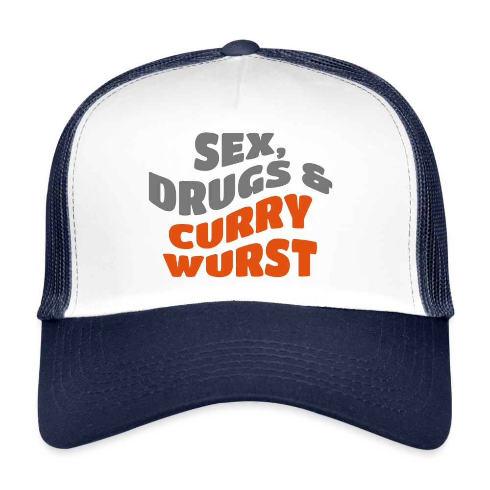 Sex, Drucks & Currywurst - Trucker Cap - Weiß/Navy