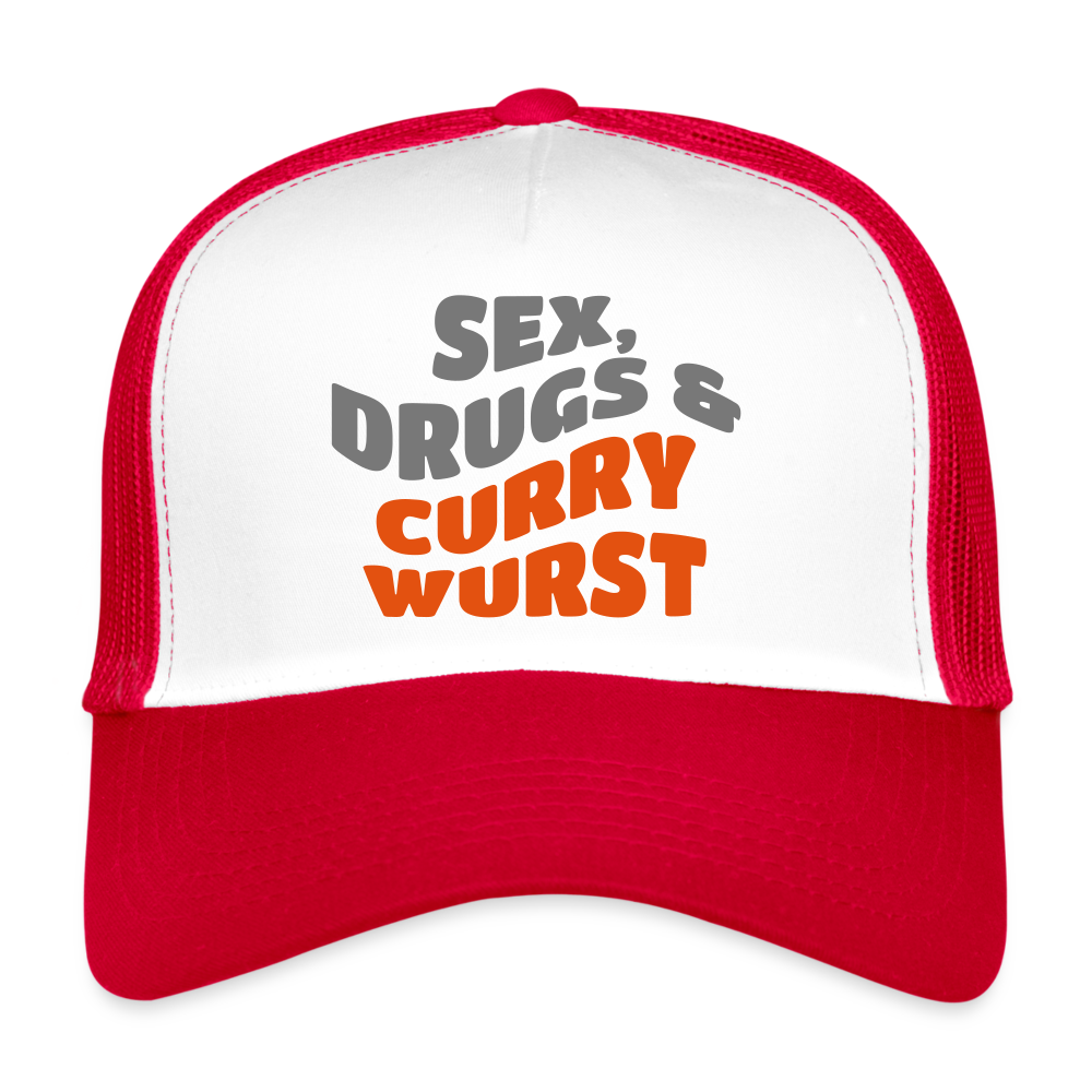Sex, Drucks & Currywurst - Trucker Cap - Weiß/Rot