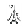 Eiffelturm in Berlin Bonjour - Poster 40x60 cm - weiß