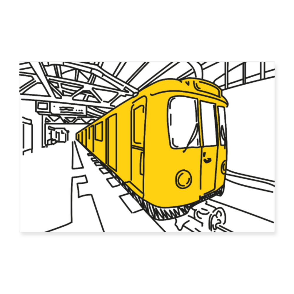 U-Bahn in Linien - Poster 30x20 cm - weiß