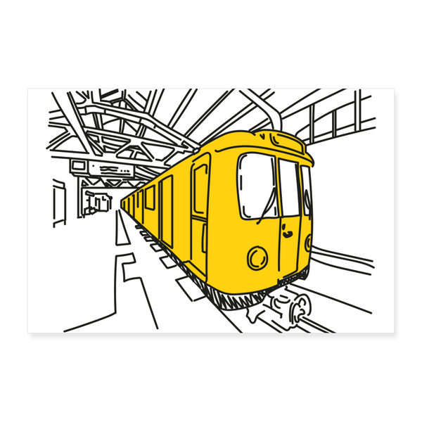 U-Bahn in Linien - Poster 60x40 cm - weiß
