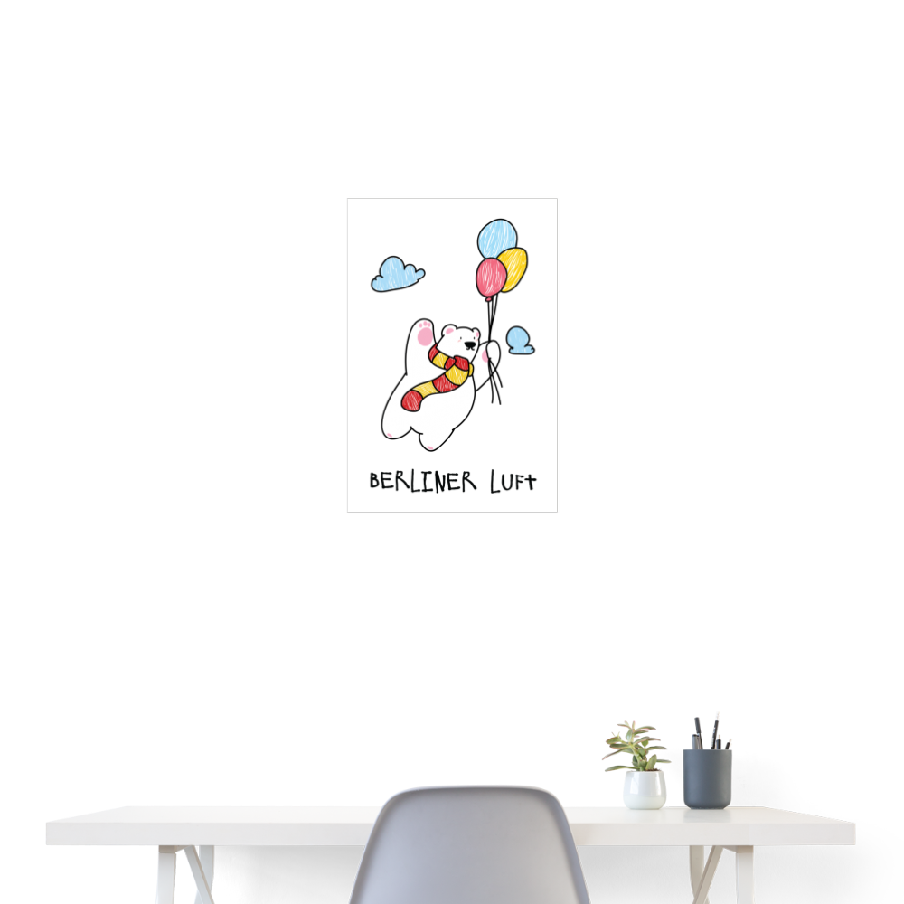 Der Bär fliegt - Poster 40x60 cm - weiß
