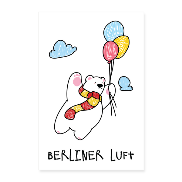 Der Bär fliegt - Poster 40x60 cm - weiß
