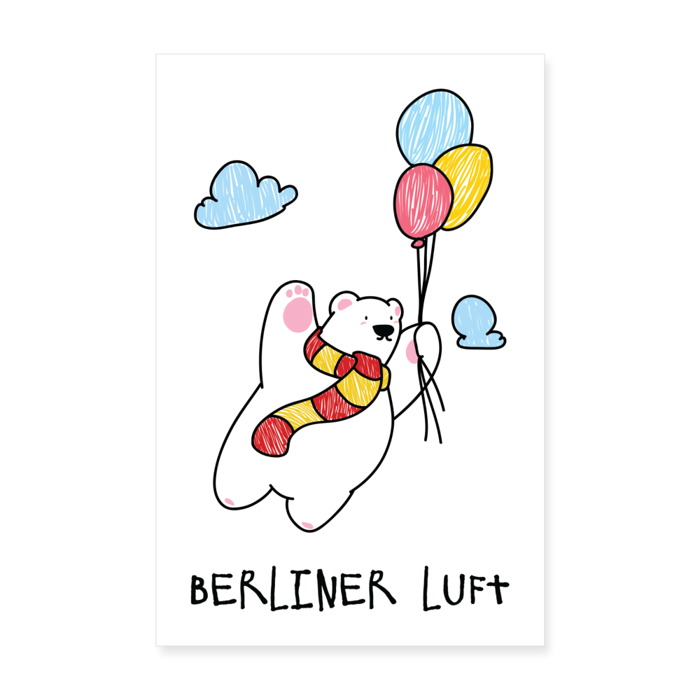 Der Bär fliegt - Poster 20x30 cm - weiß