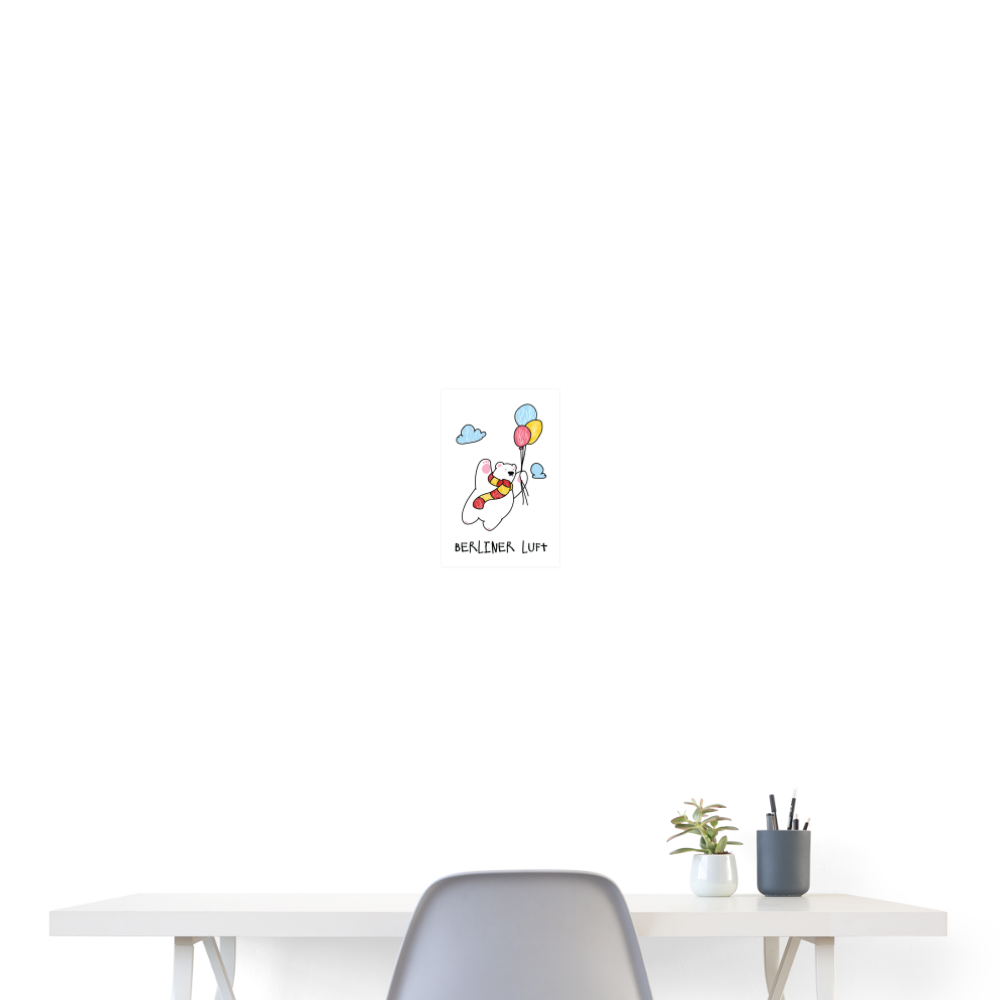 Der Bär fliegt - Poster 20x30 cm - weiß