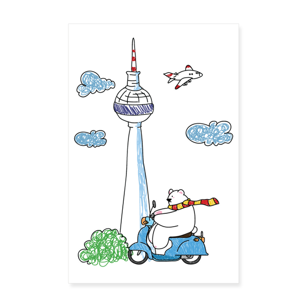 Roller Zum Berliner Fernsehturm - Poster 20x30 cm - weiß