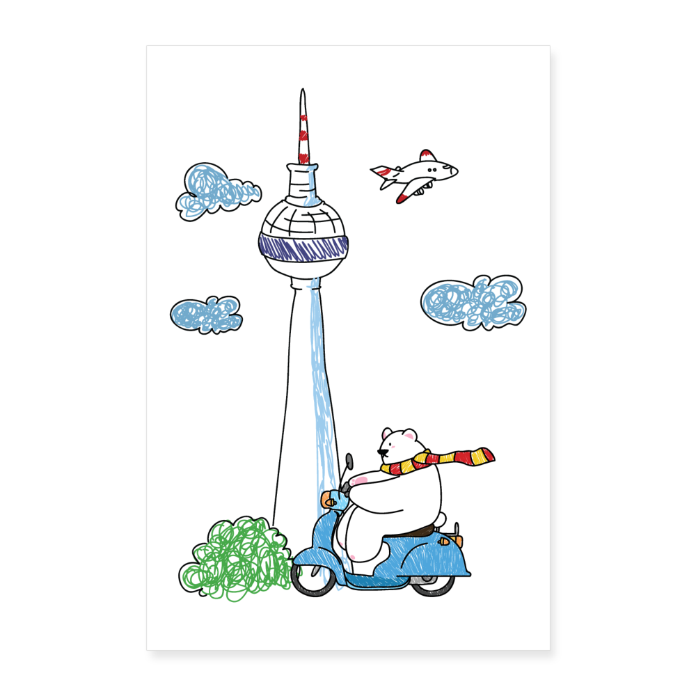 Roller Zum Berliner Fernsehturm - Poster 40x60 cm - weiß