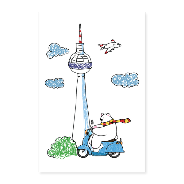 Roller Zum Berliner Fernsehturm - Poster 40x60 cm - weiß