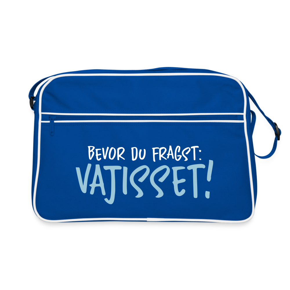 Bevor du fragst - Retro Tasche - Blau/Weiß