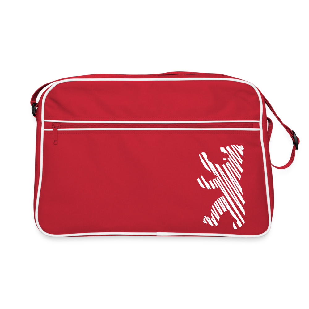 Berliner Bär im Netz - weiß - Retro Tasche - Rot/Weiß