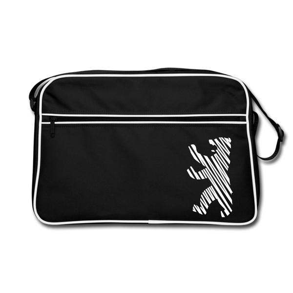 Berliner Bär im Netz - weiß - Retro Tasche - Schwarz/Weiß