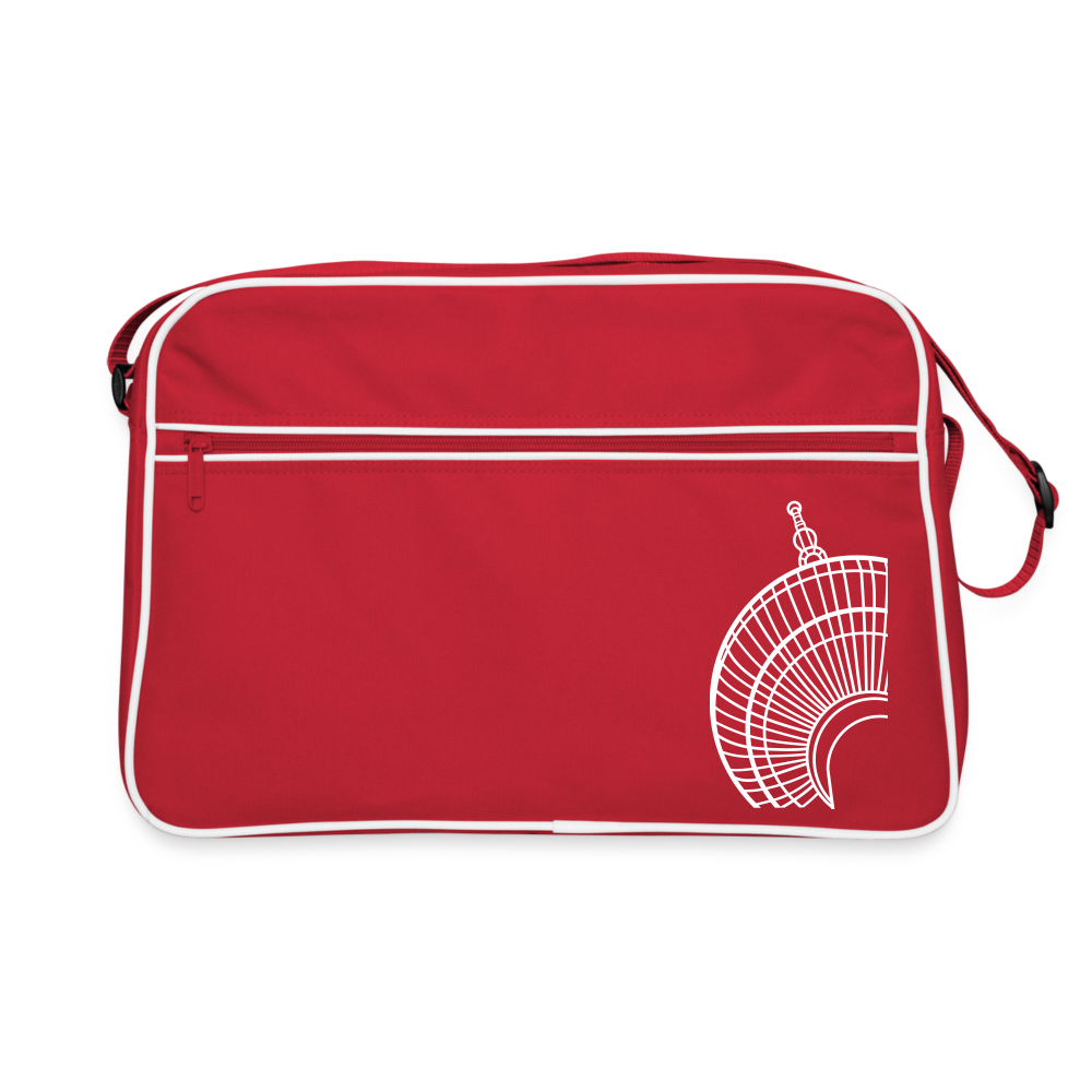Der Turm von unten - weiß - Retro Tasche - Rot/Weiß