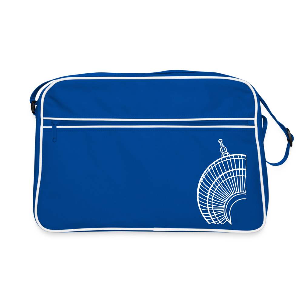 Der Turm von unten - weiß - Retro Tasche - Blau/Weiß