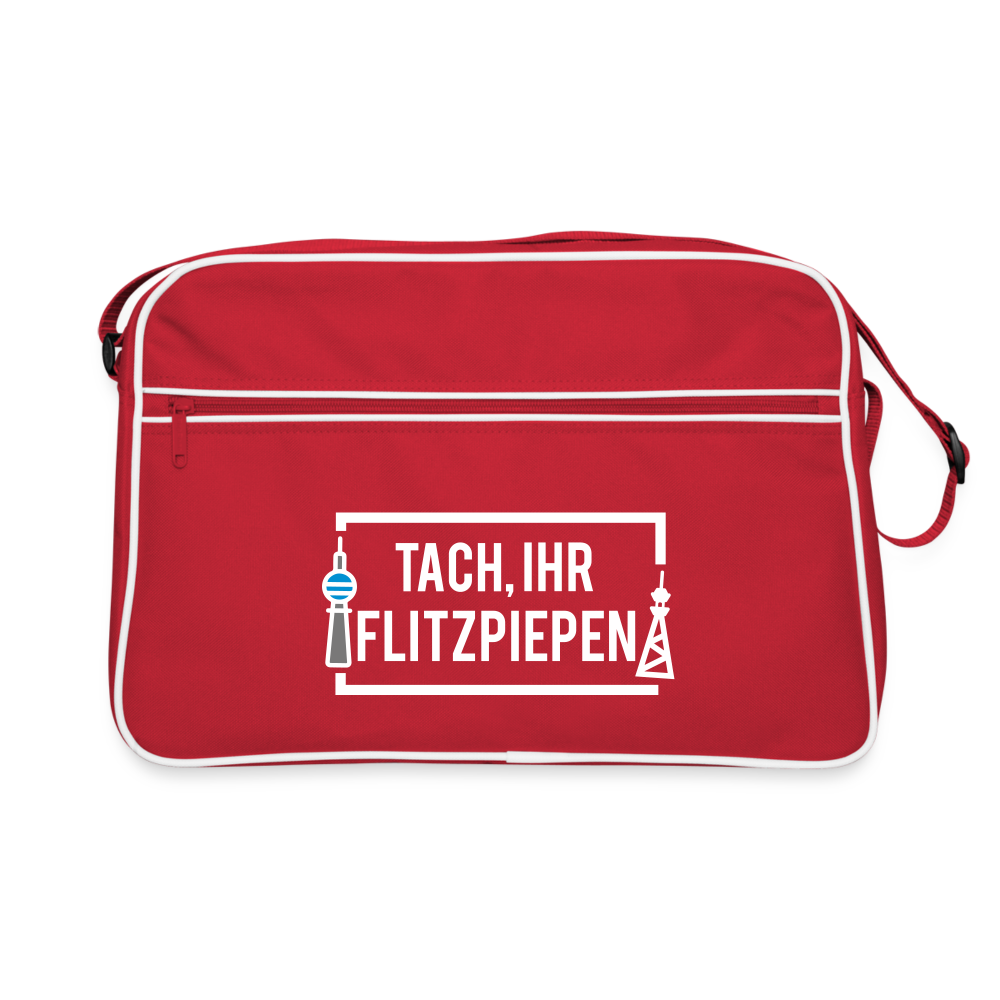 Tach ihr Flitzpiepen - Retro Tasche - Rot/Weiß