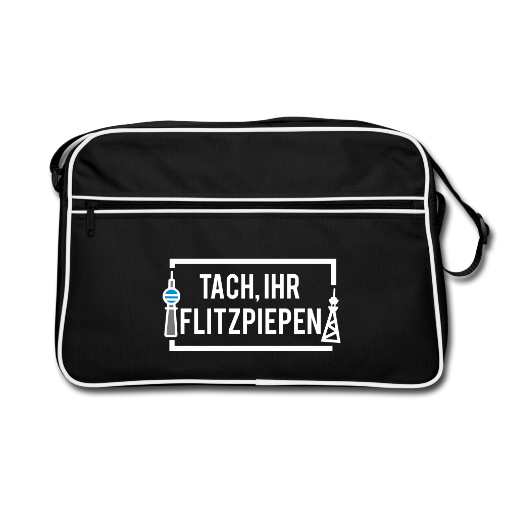 Tach ihr Flitzpiepen - Retro Tasche - Schwarz/Weiß