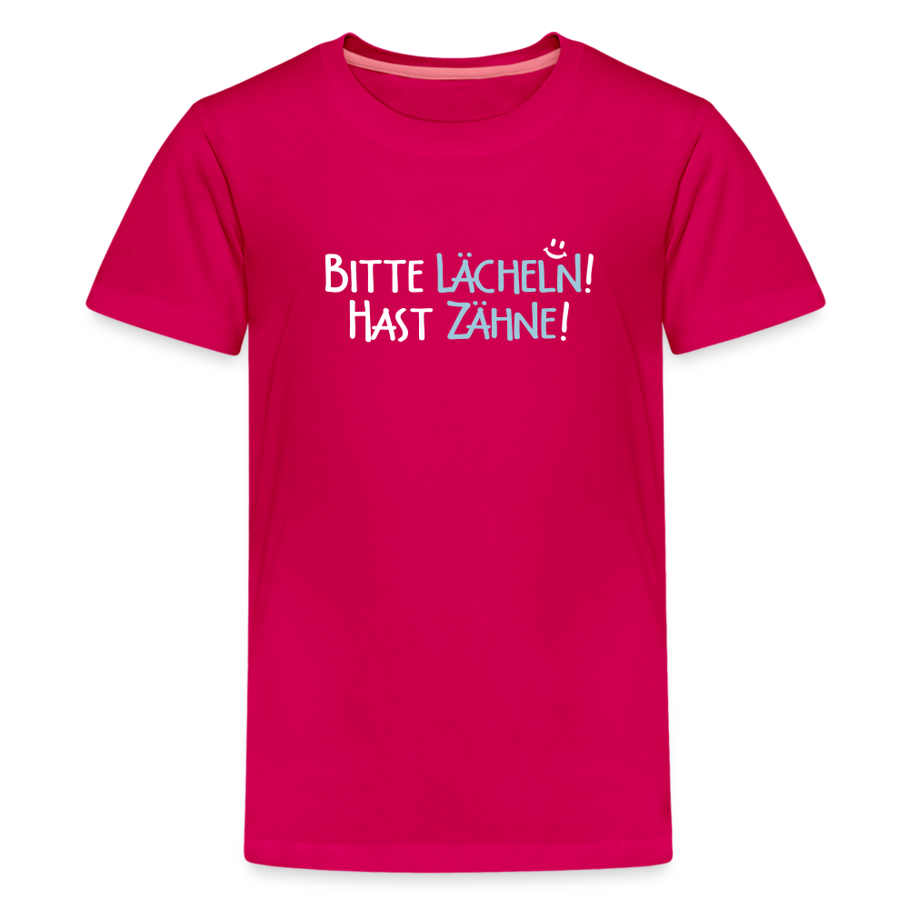 Bitte lächeln! Hast Zähne! - Teenager Premium T-Shirt - dunkles Pink
