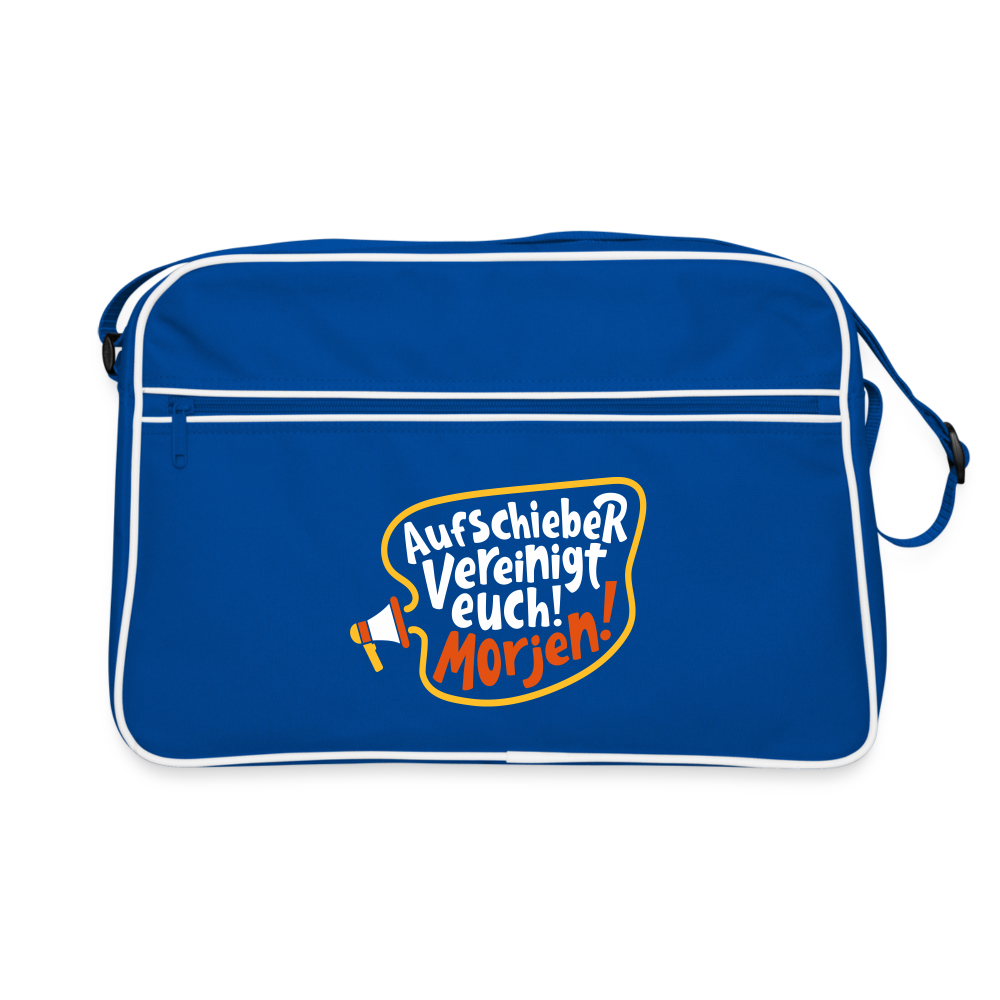 Aufschieber vereinigt euch! Morjen! - Retro Tasche - Blau/Weiß