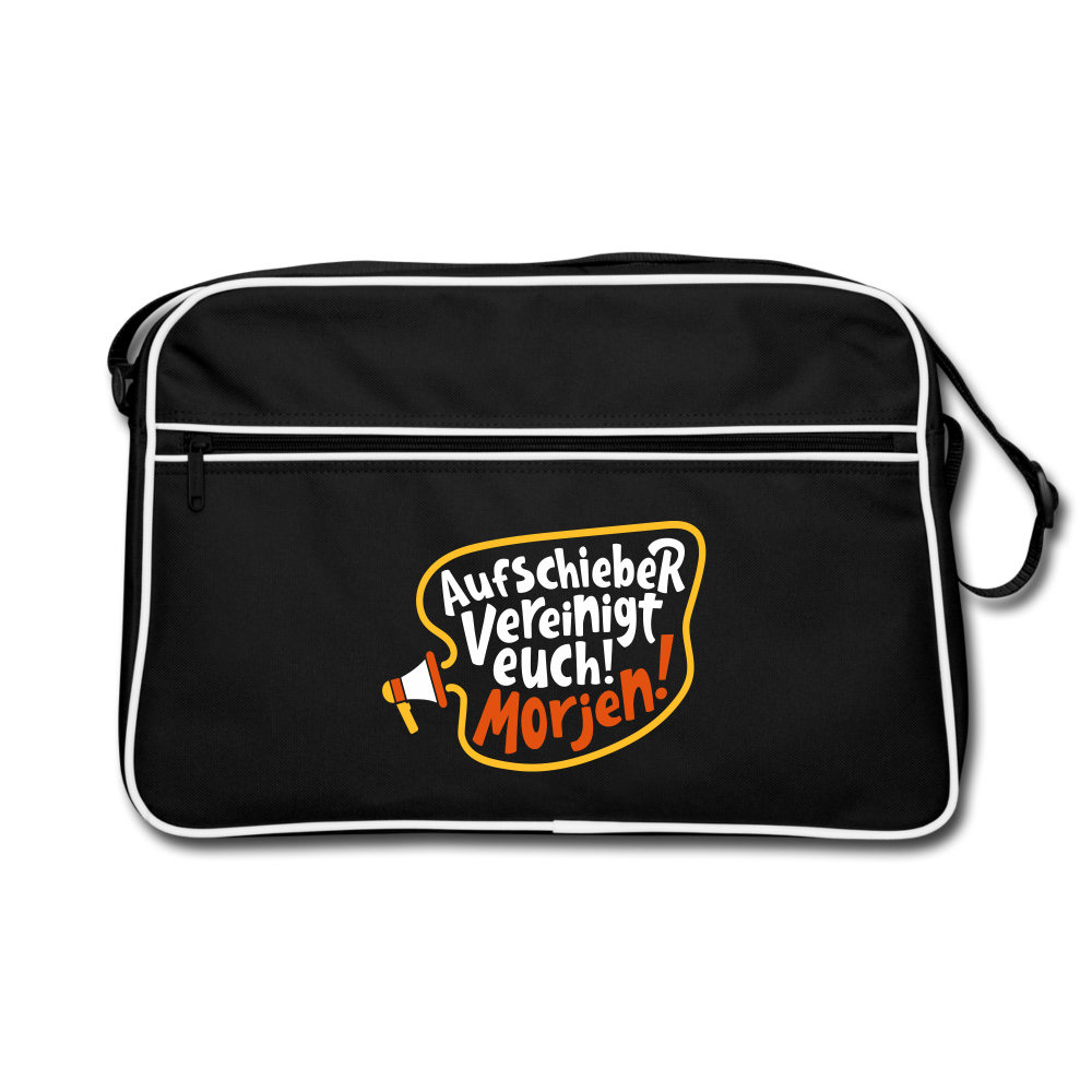 Aufschieber vereinigt euch! Morjen! - Retro Tasche - Schwarz/Weiß