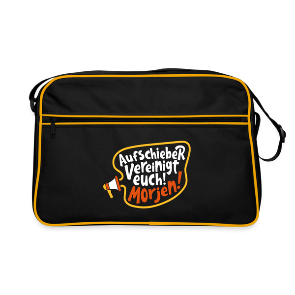 Aufschieber vereinigt euch! Morjen! - Retro Tasche - Schwarz/Gold