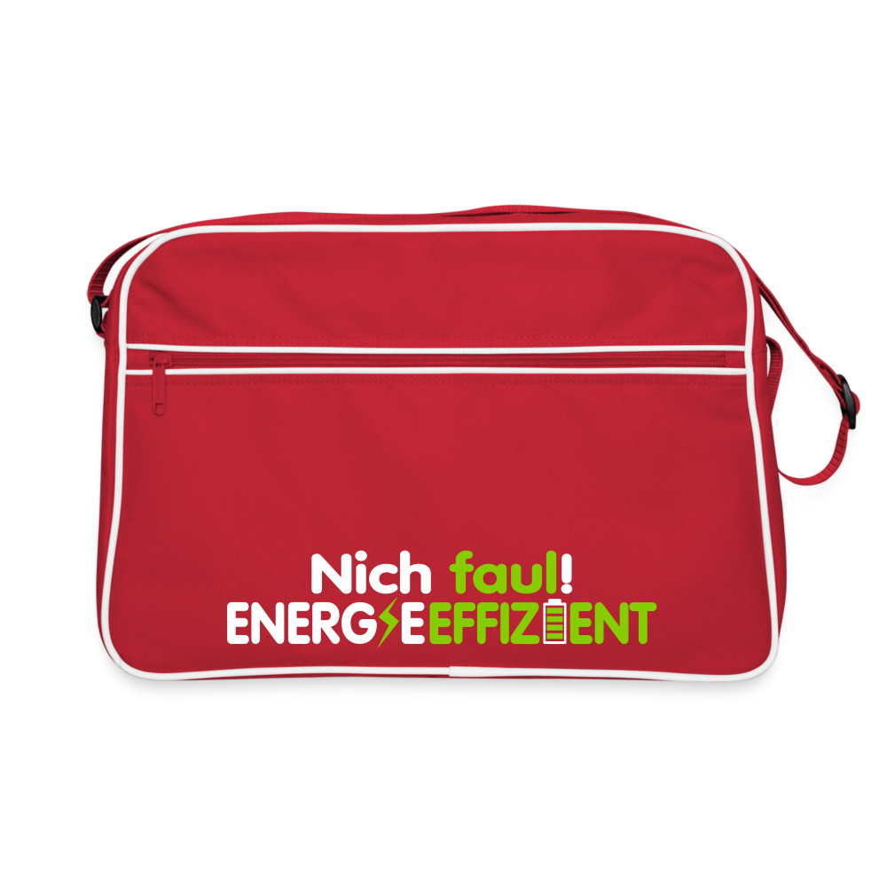 Nich faul! Energieeffizient! - Retro Tasche - Rot/Weiß