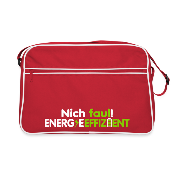 Nich faul! Energieeffizient! - Retro Tasche - Rot/Weiß