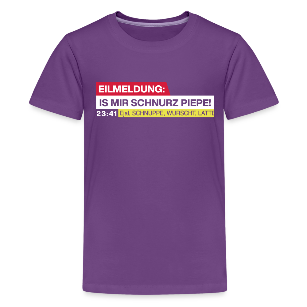 Eilmeldung: Is mir Schnurz Piepe! - Teenager Premium T-Shirt - Lila