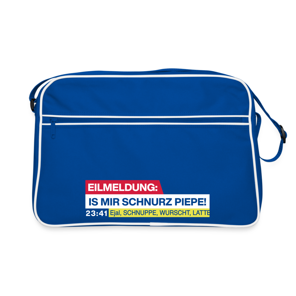 Eilmeldung: Is mir Schnurz Piepe! - Retro Tasche - Blau/Weiß